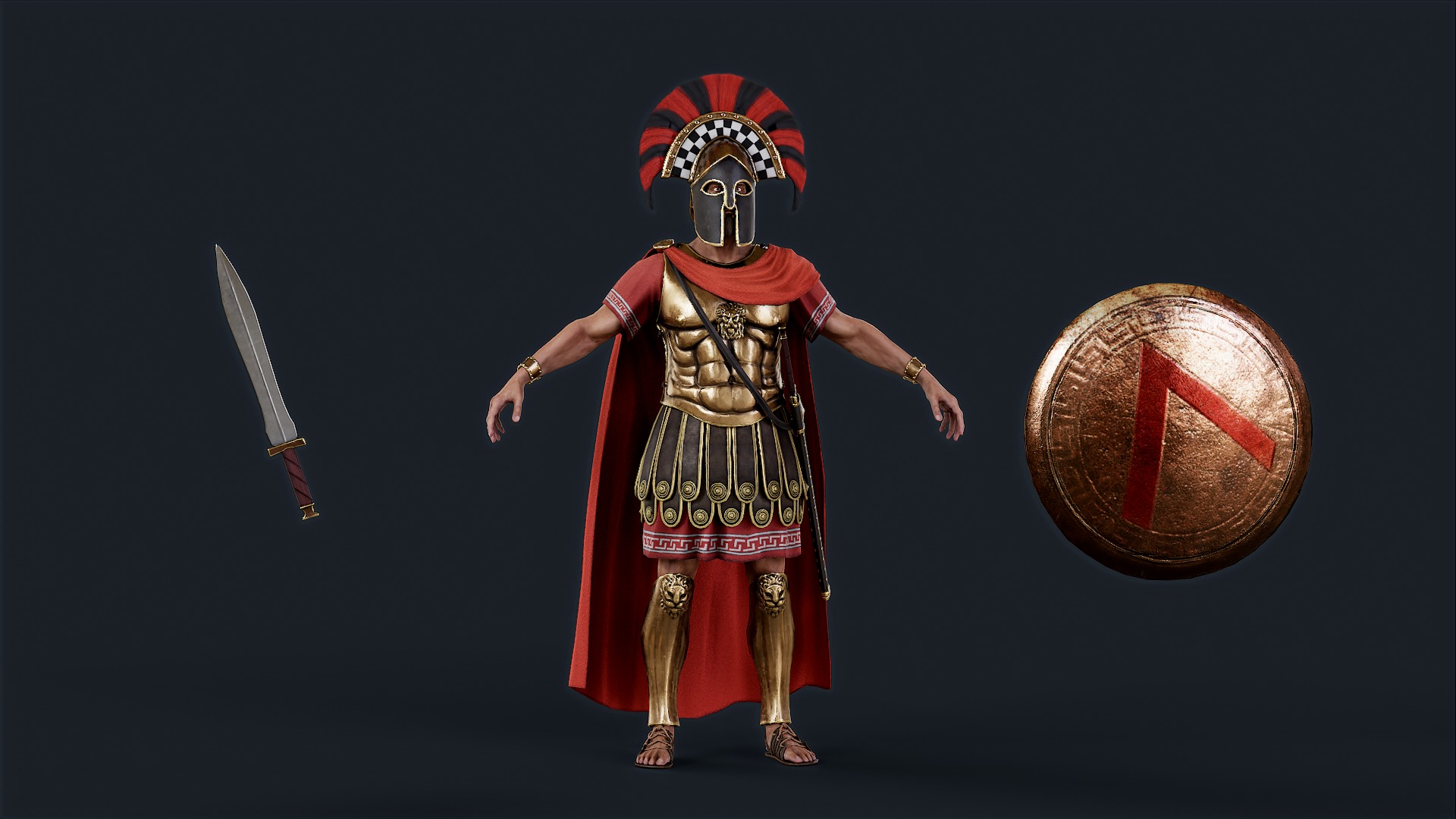 Spartan General Royal Guard Low-poly 3D model_13