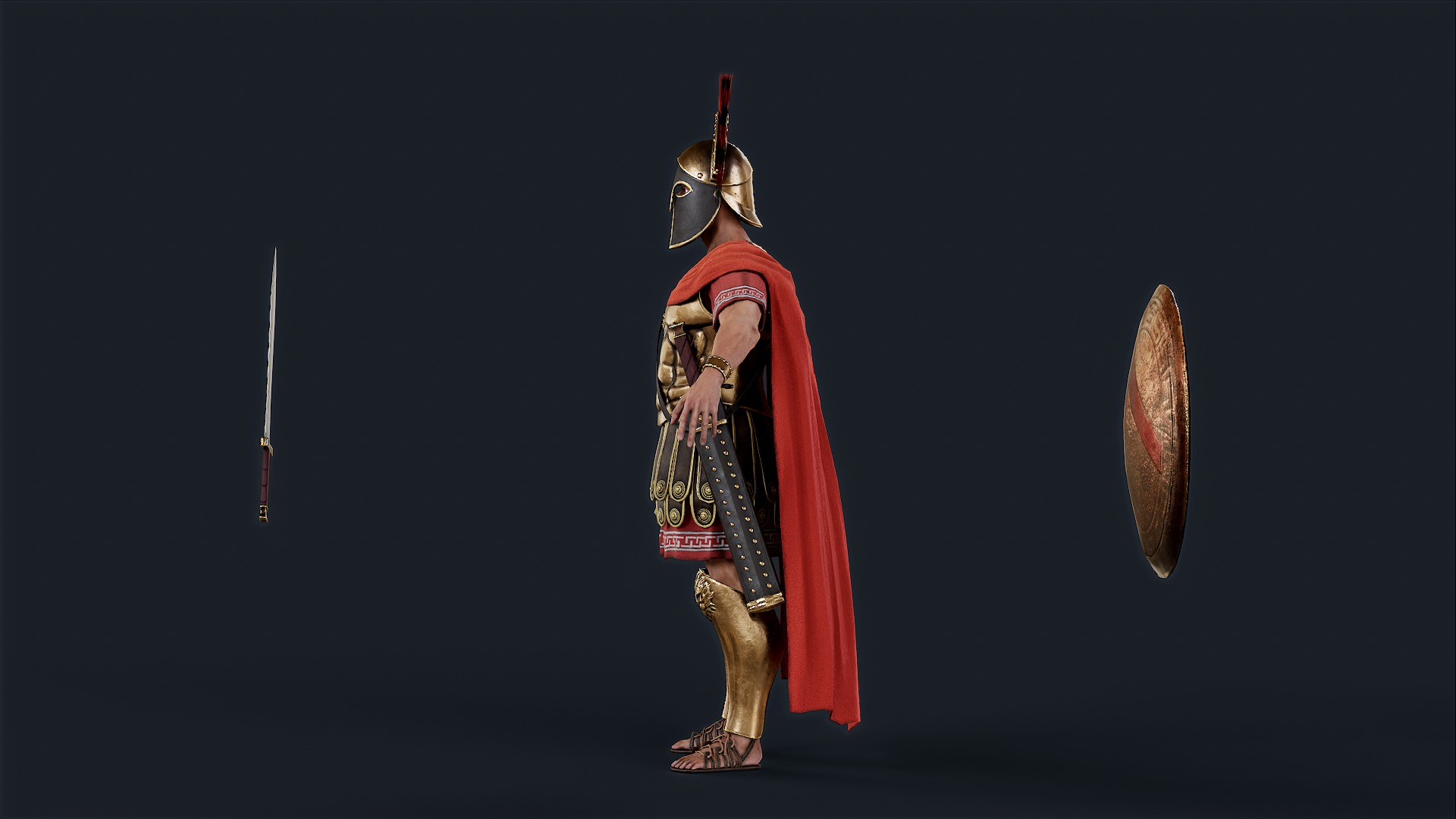 Spartan General Royal Guard Low-poly 3D model_14