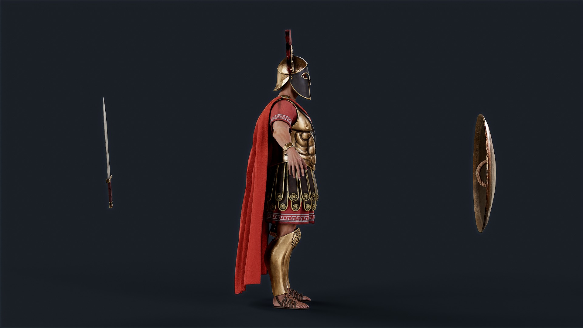 Spartan General Royal Guard Low-poly 3D model_11