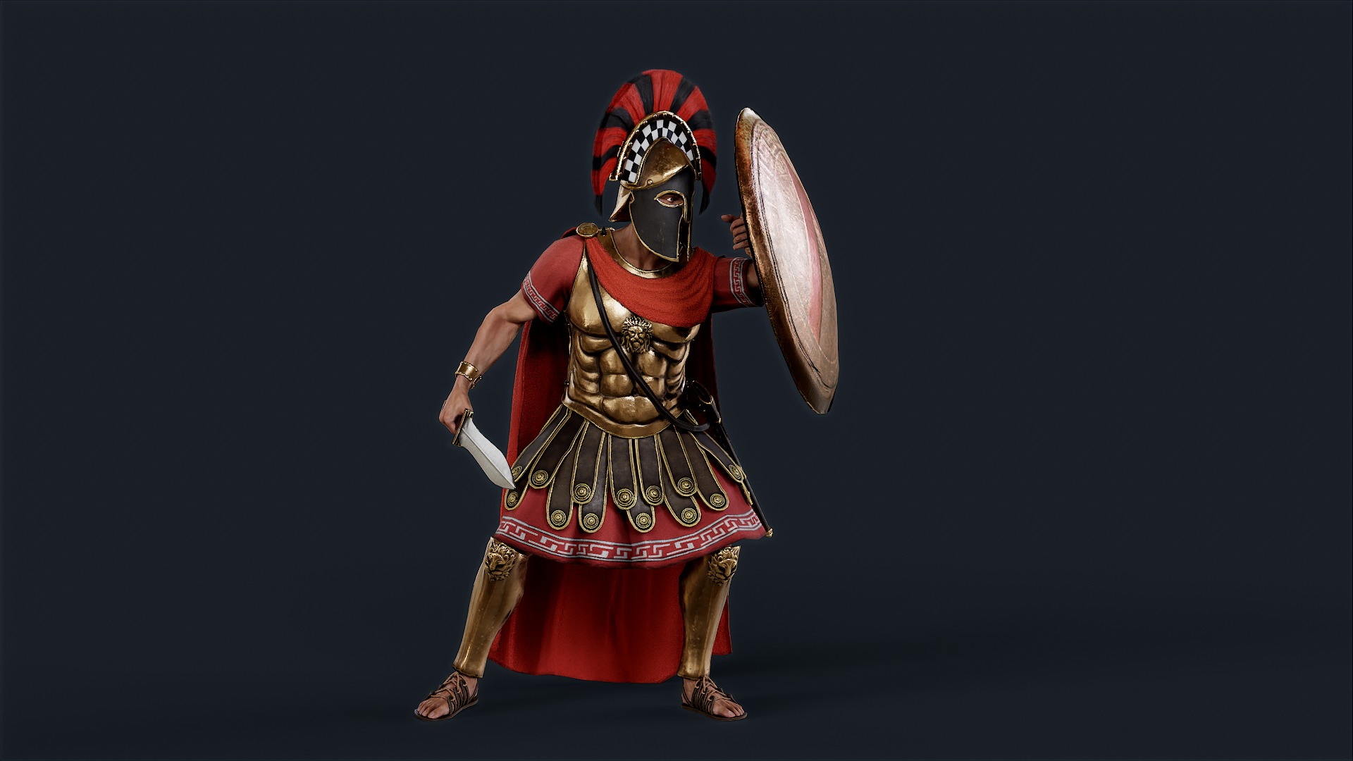 Spartan General Royal Guard Low-poly 3D model_8