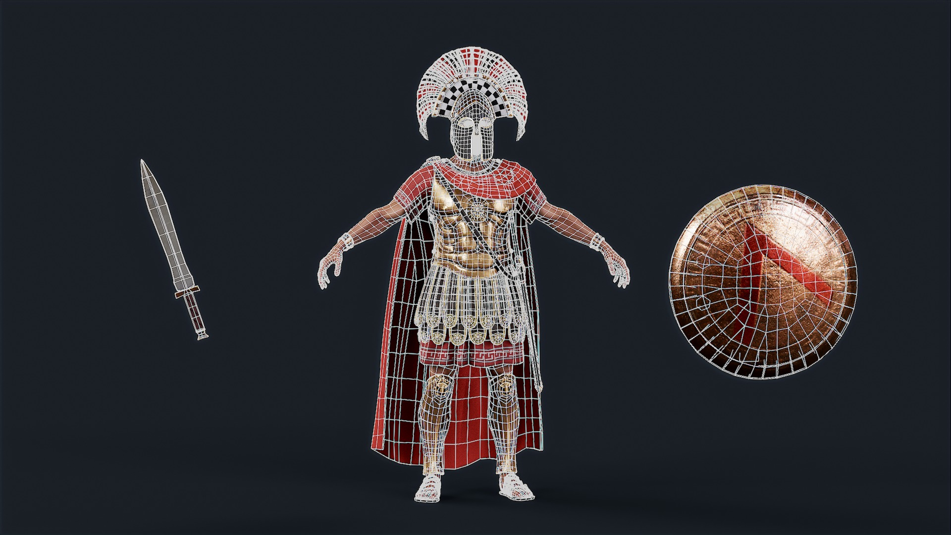 Spartan General Royal Guard Low-poly 3D model_16