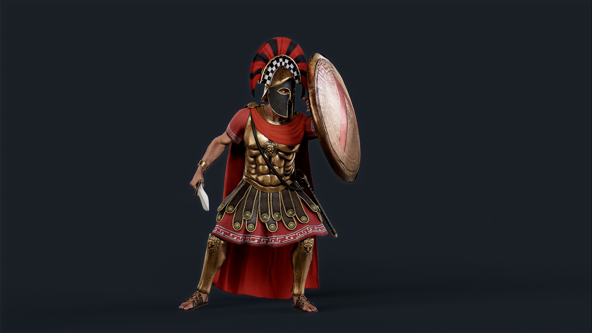 Spartan General Royal Guard Low-poly 3D model_9