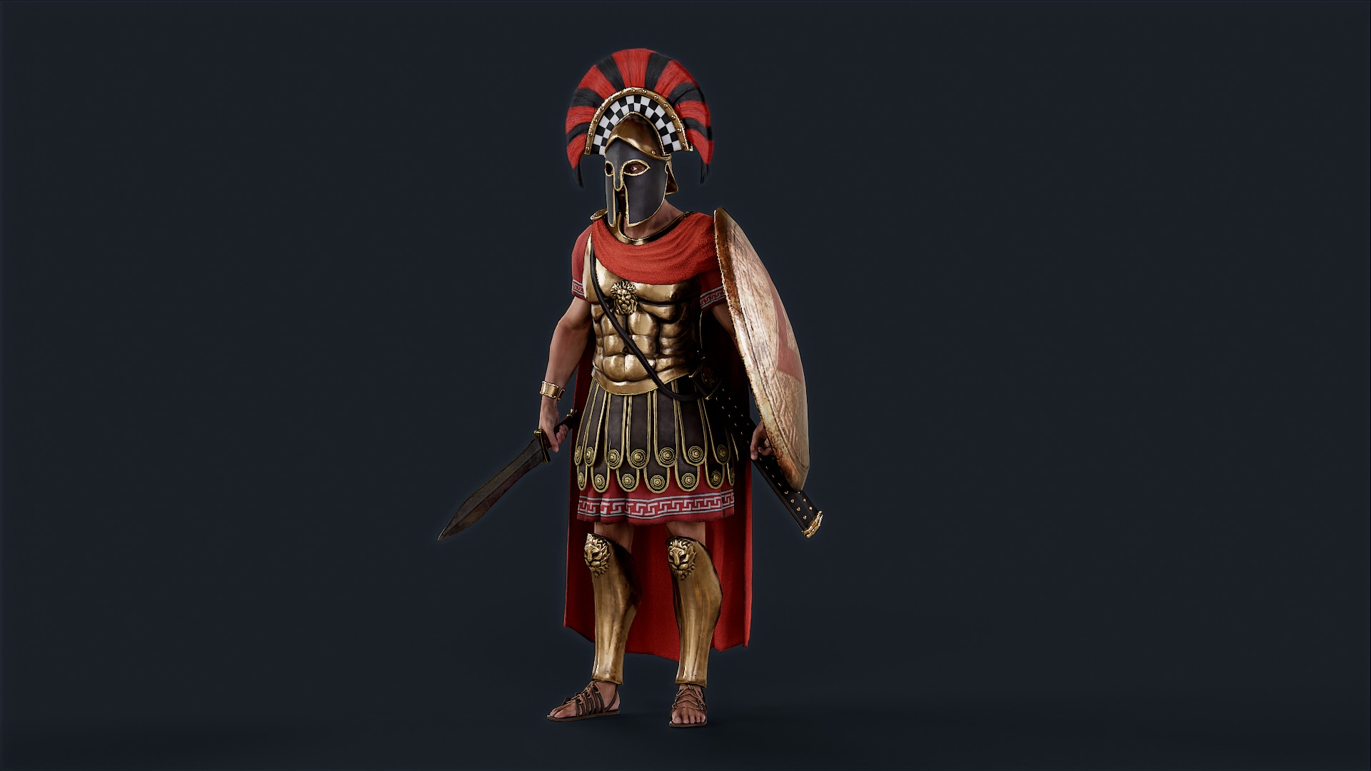 Spartan General Royal Guard Low-poly 3D model_7