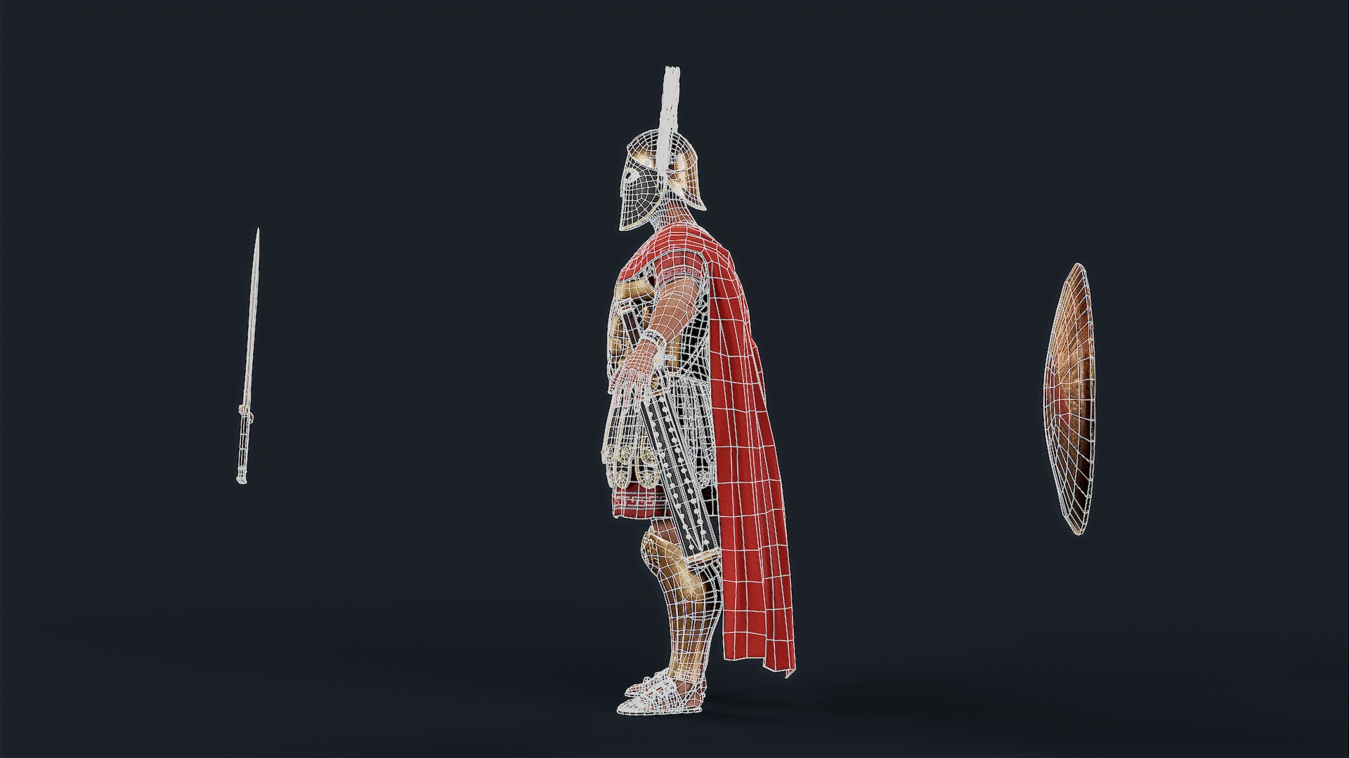 Spartan General Royal Guard Low-poly 3D model_15