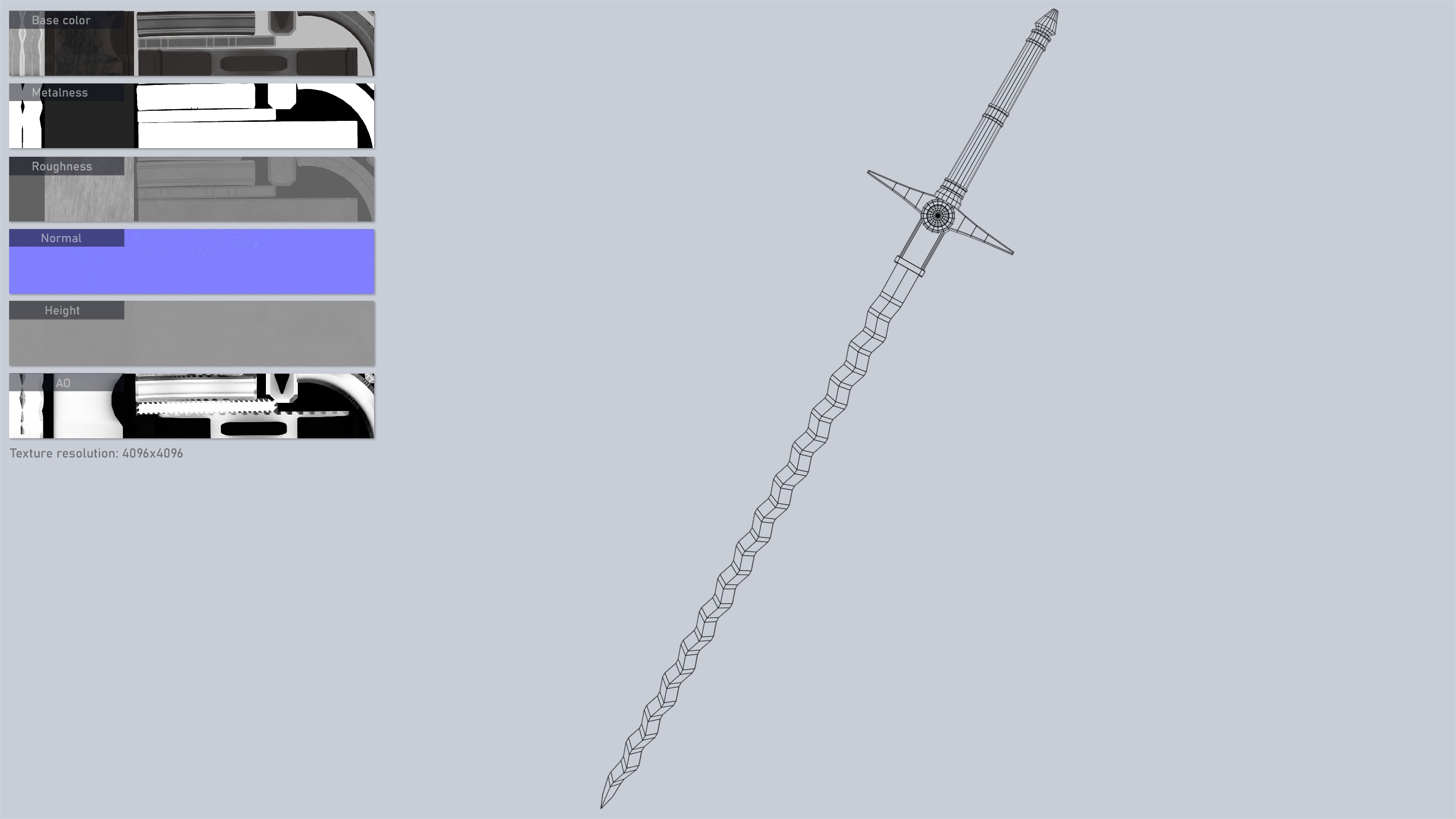 Flamberge Low-poly 3D model_3