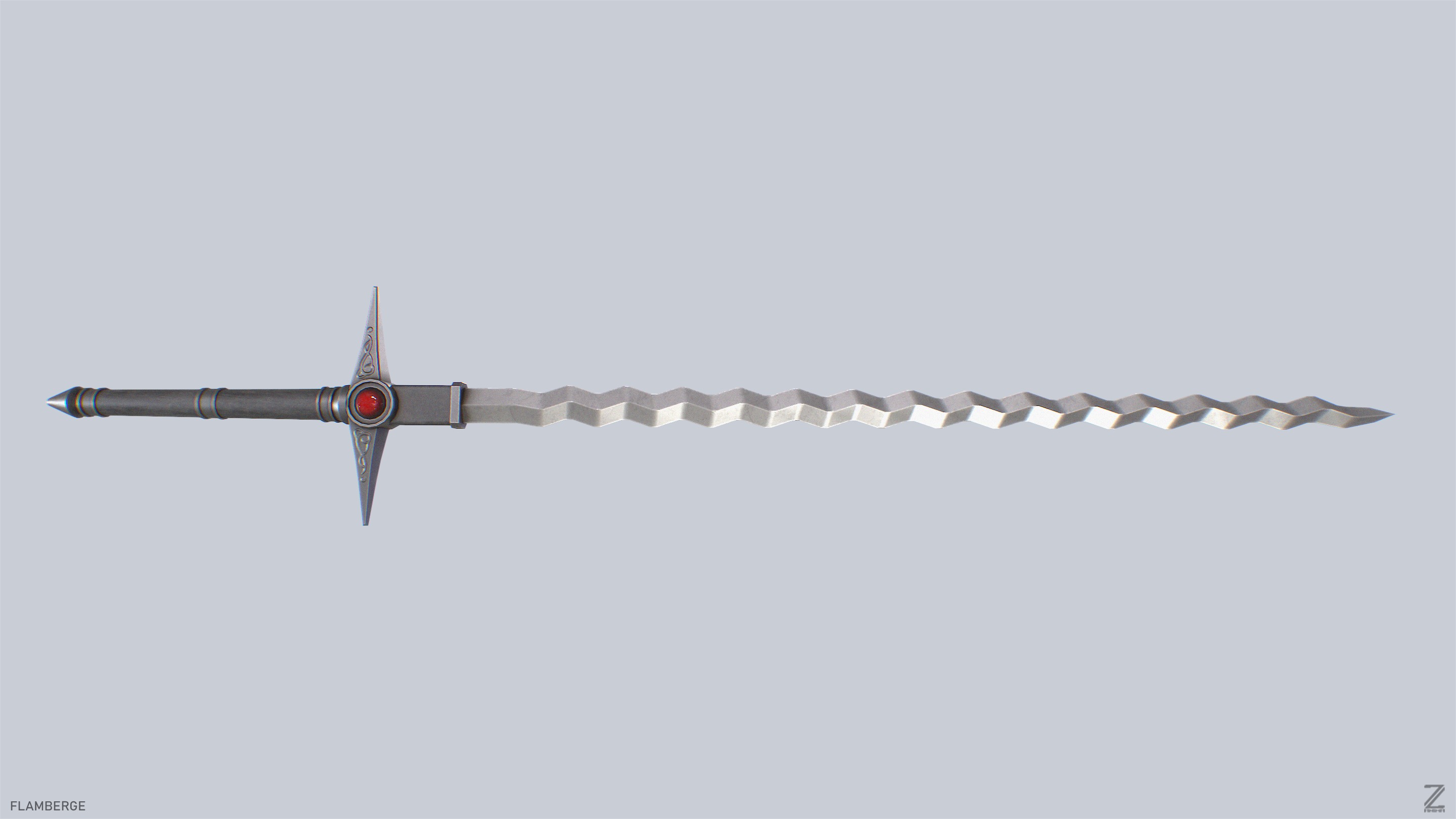 Flamberge Low-poly 3D model_5