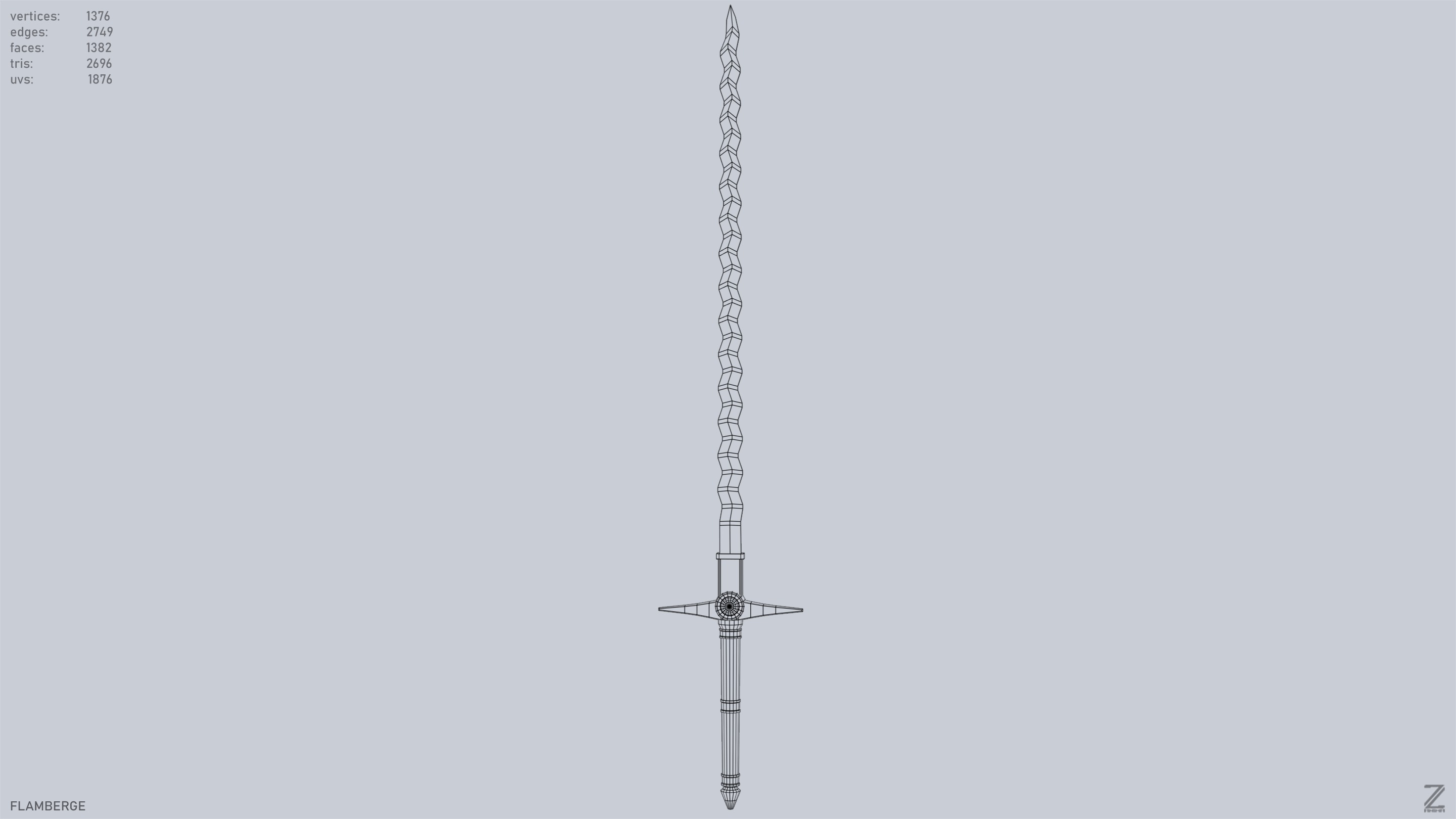 Flamberge Low-poly 3D model_9