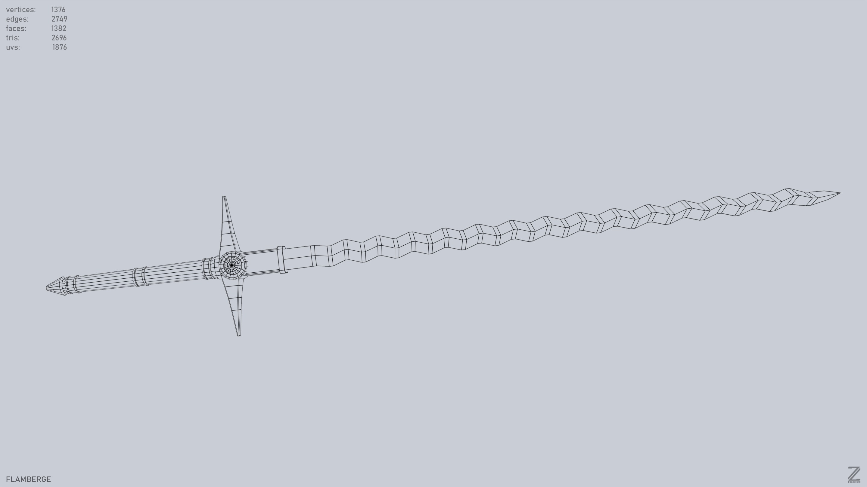 Flamberge Low-poly 3D model_12