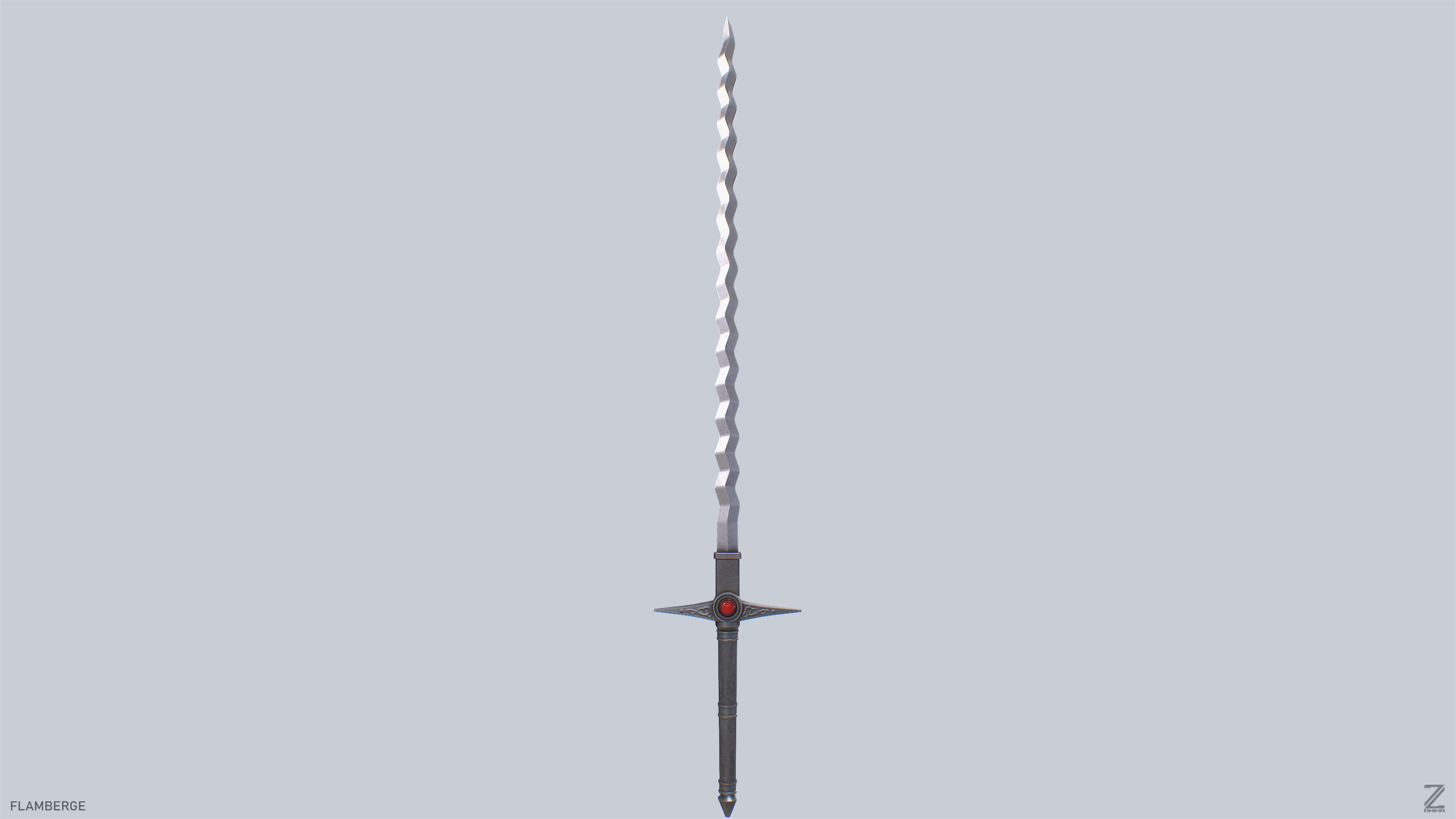 Flamberge Low-poly 3D model_2