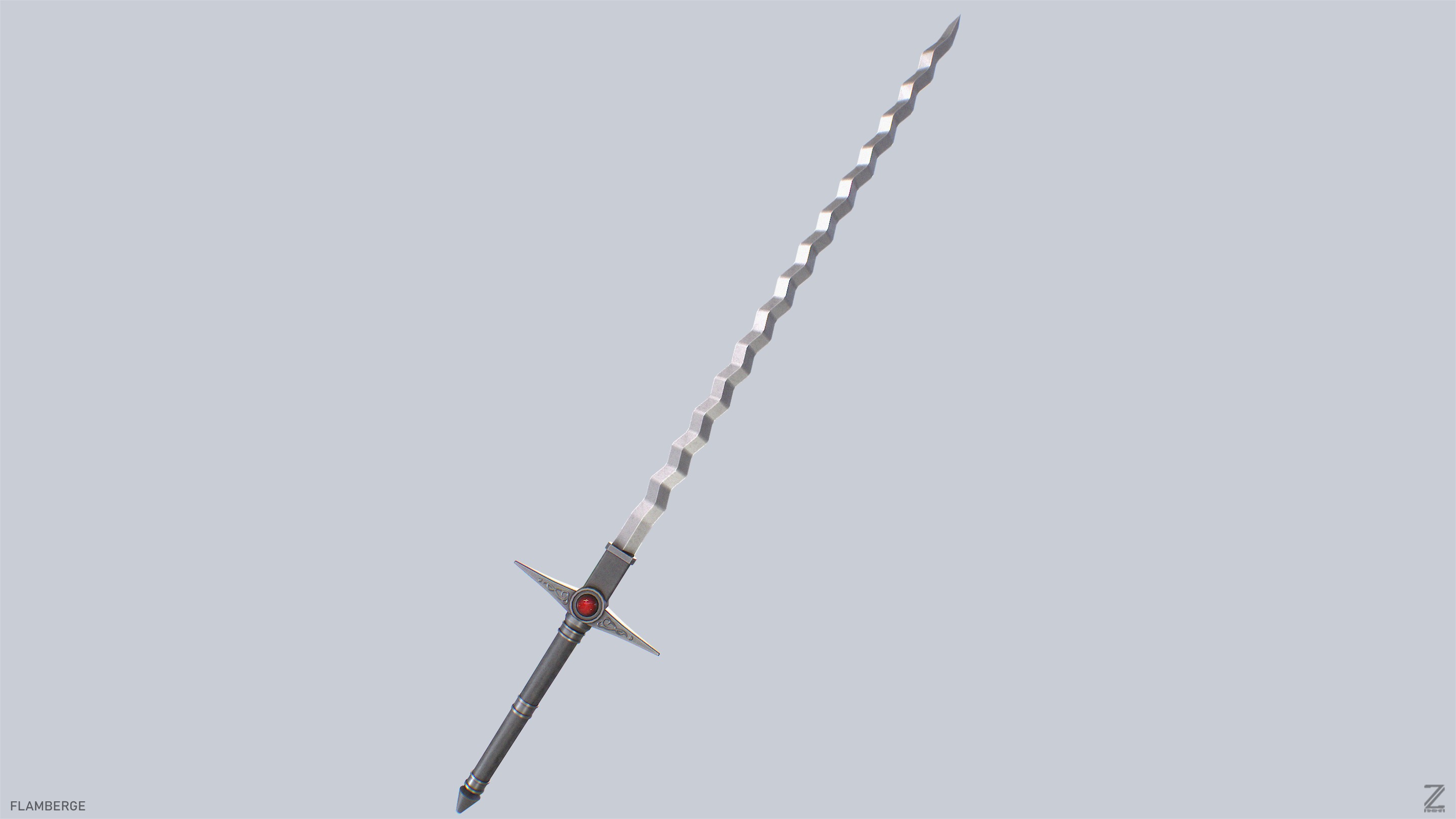 Flamberge Low-poly 3D model_4