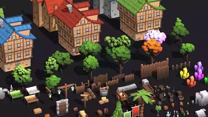 LowPoly Village Pack - 3D Game Kit