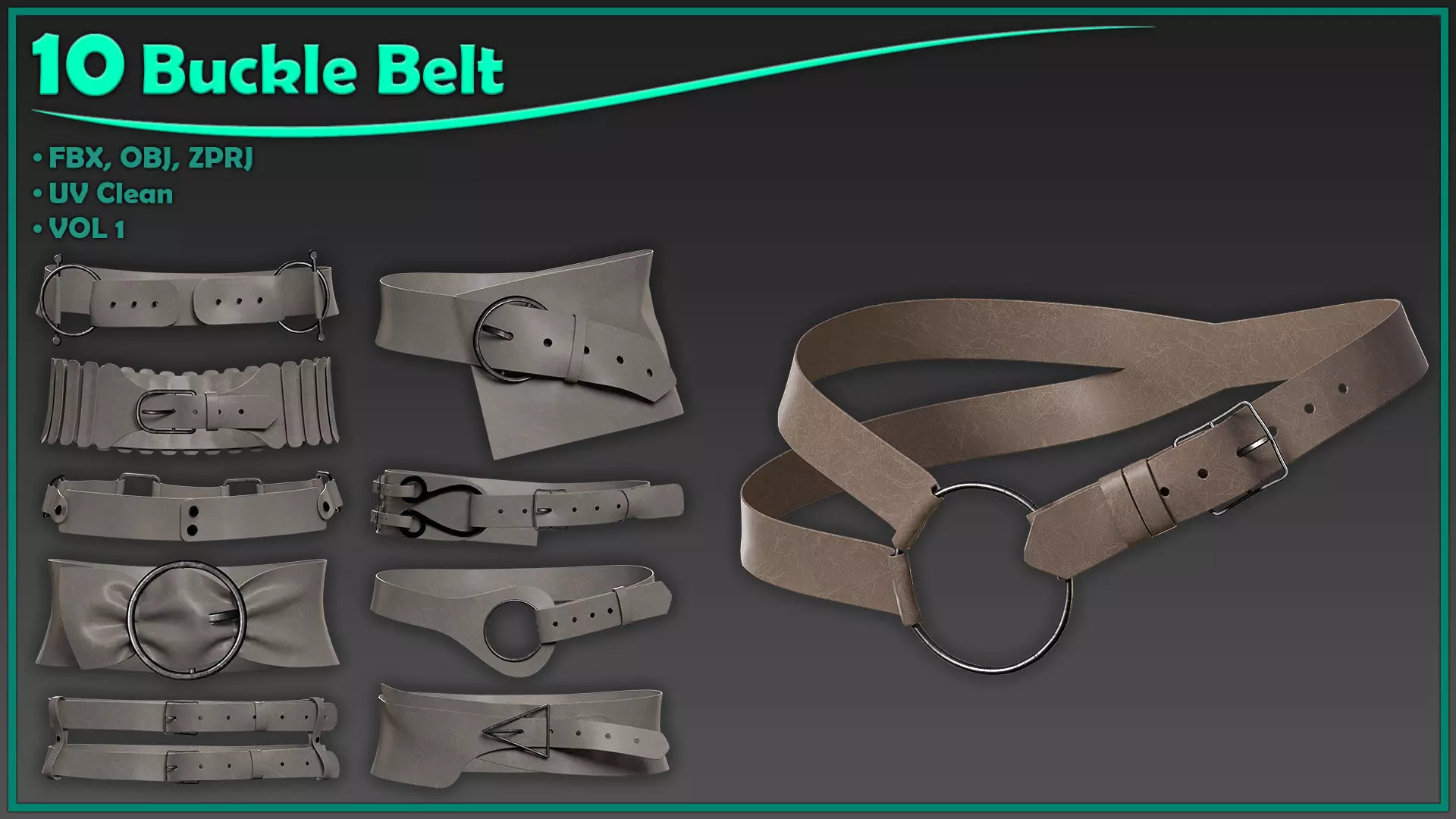 10 buckle belt 3D model