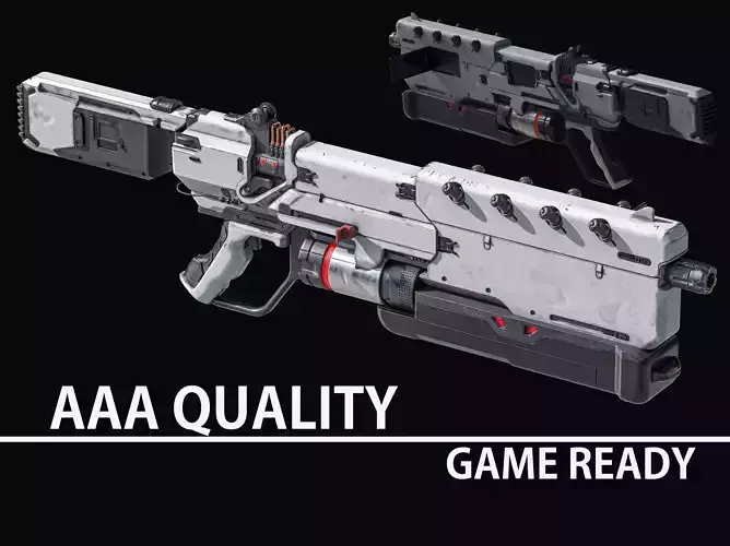 SciFi Rifle - AAA PBR Low-poly 3D model