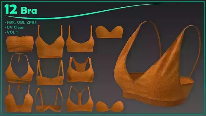 12 bra Low-poly 3D model