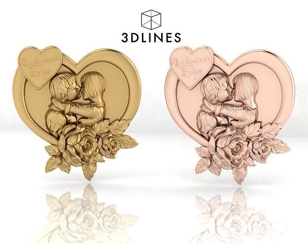 valentine day flower pendant 3D print model