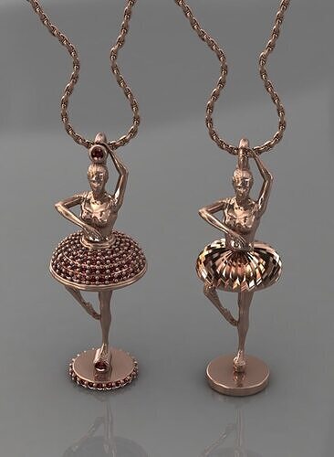 2 Models Ballerina Lady Dancer Female Girl Ballet Woman Pendant 3D print model