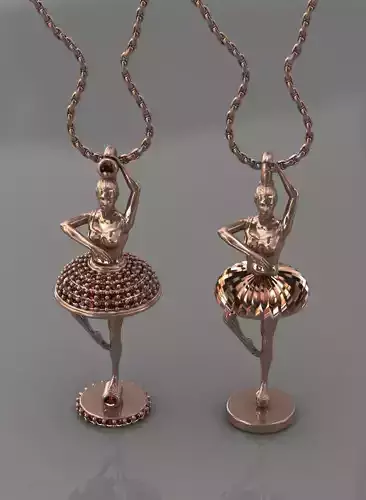 2 Models Ballerina Lady Dancer Female Girl Ballet Woman Pendant 3D print model