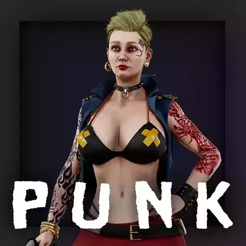 PUNK 3 WOMAN Low-poly 3D model