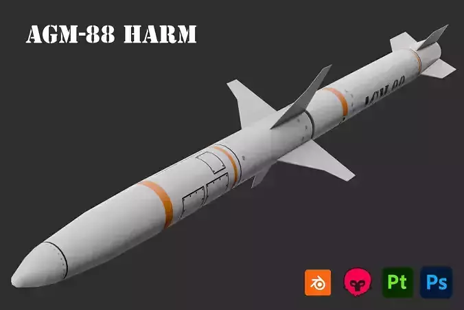 AGM-88 HARM Low-poly 3D model