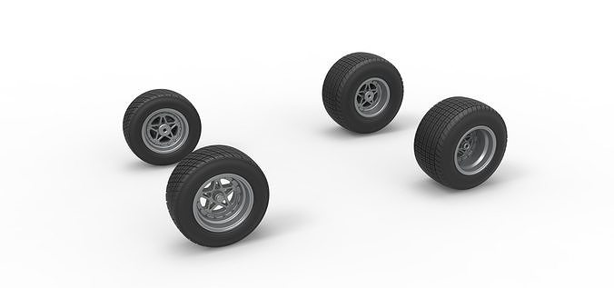 Wheel Set of Midget car Scale 1 to 25 3D print model