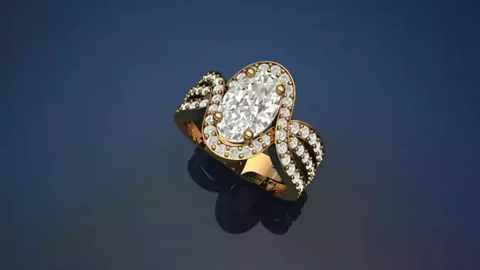 Oval Engagement Ring  3D print model