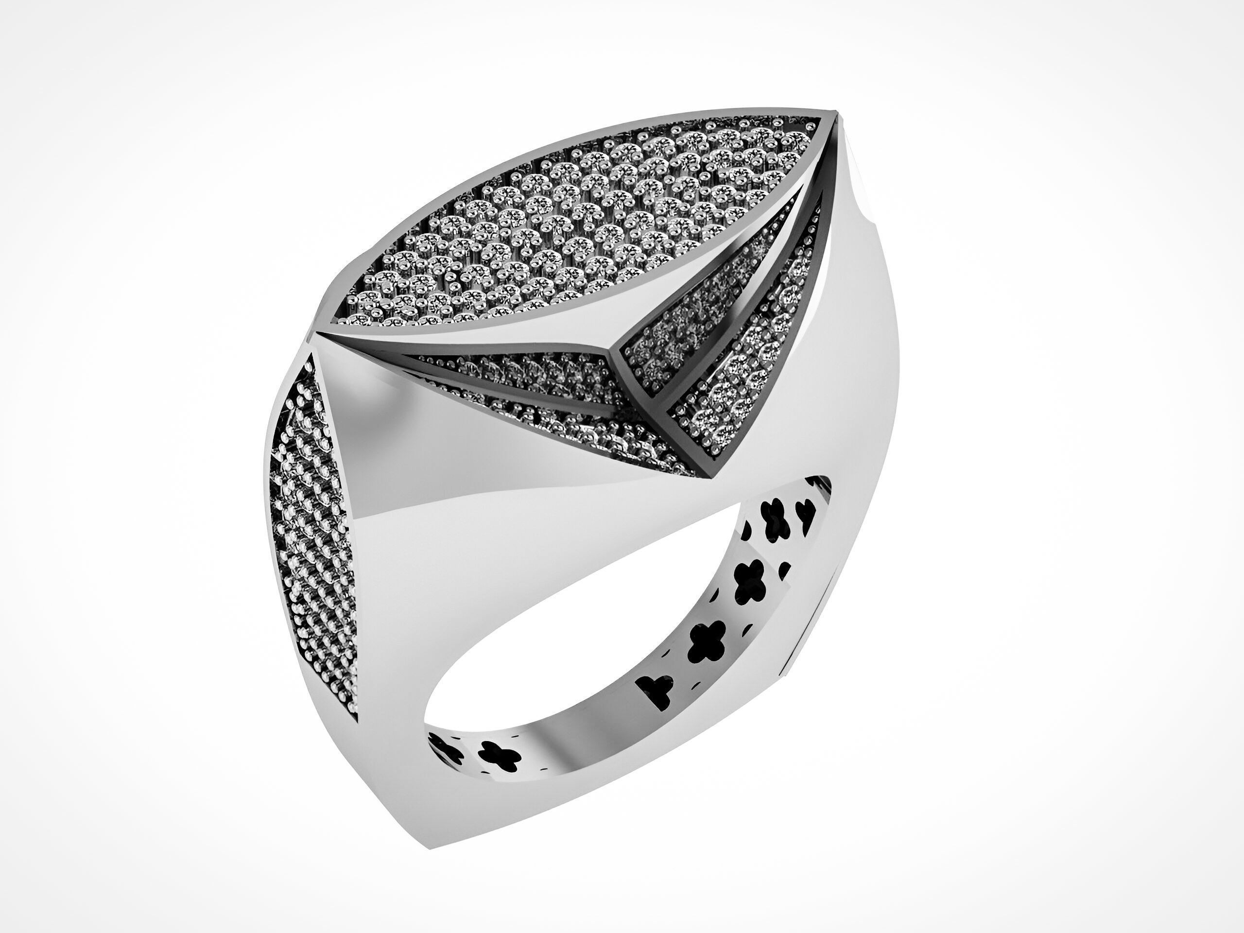 High Jewelry Italian Cocktail Diamond Ring 3D print model_1