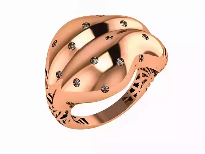 Waves High Jewelry Italian Cocktail Diamond Ring