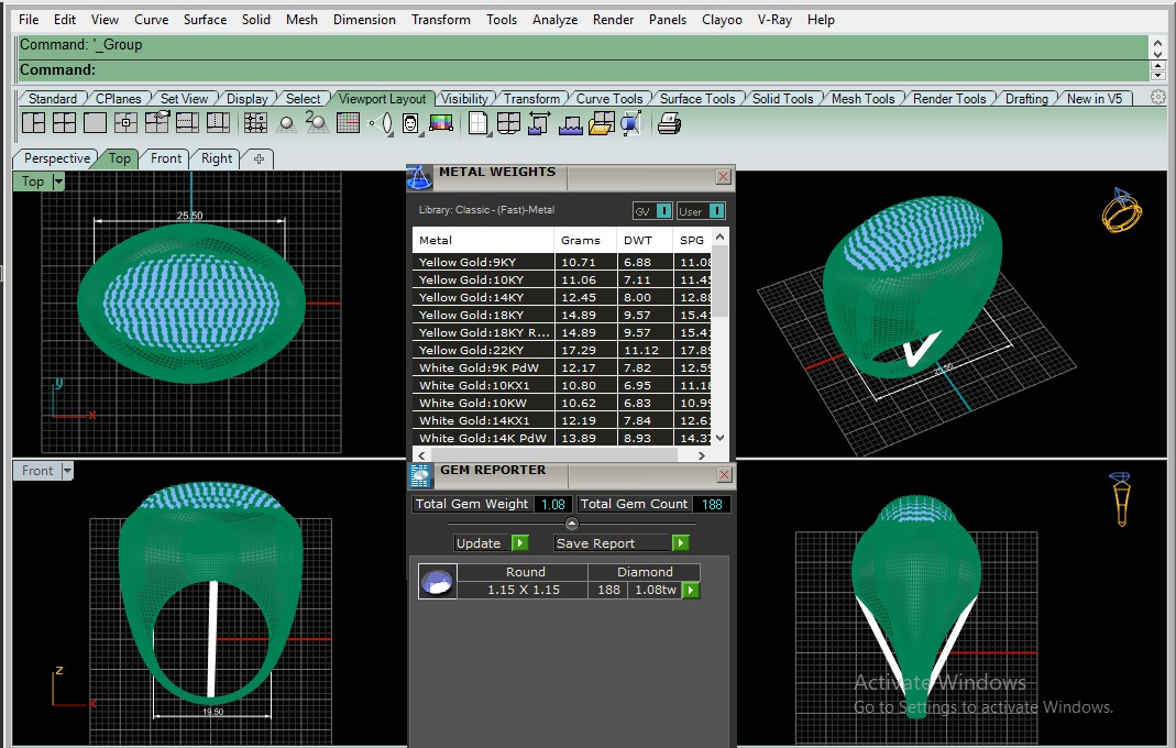 Diamond Head High Jewelry Italian Cocktail Ring 3D print model_3