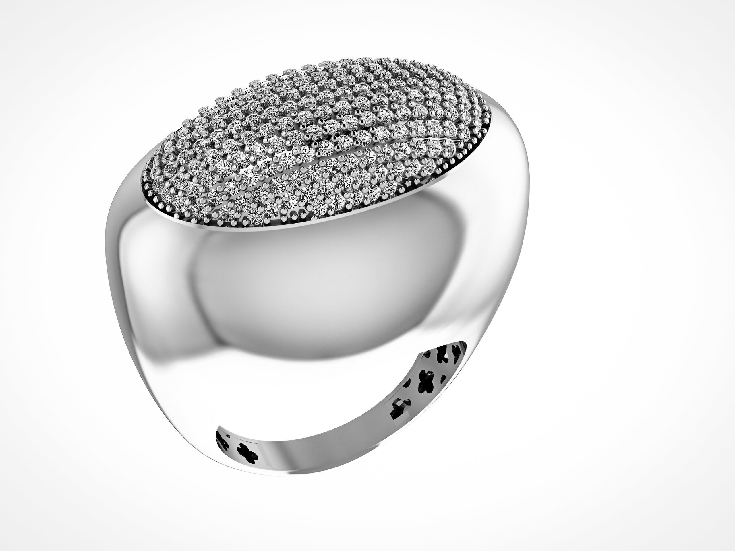 Diamond Head High Jewelry Italian Cocktail Ring 3D print model_2