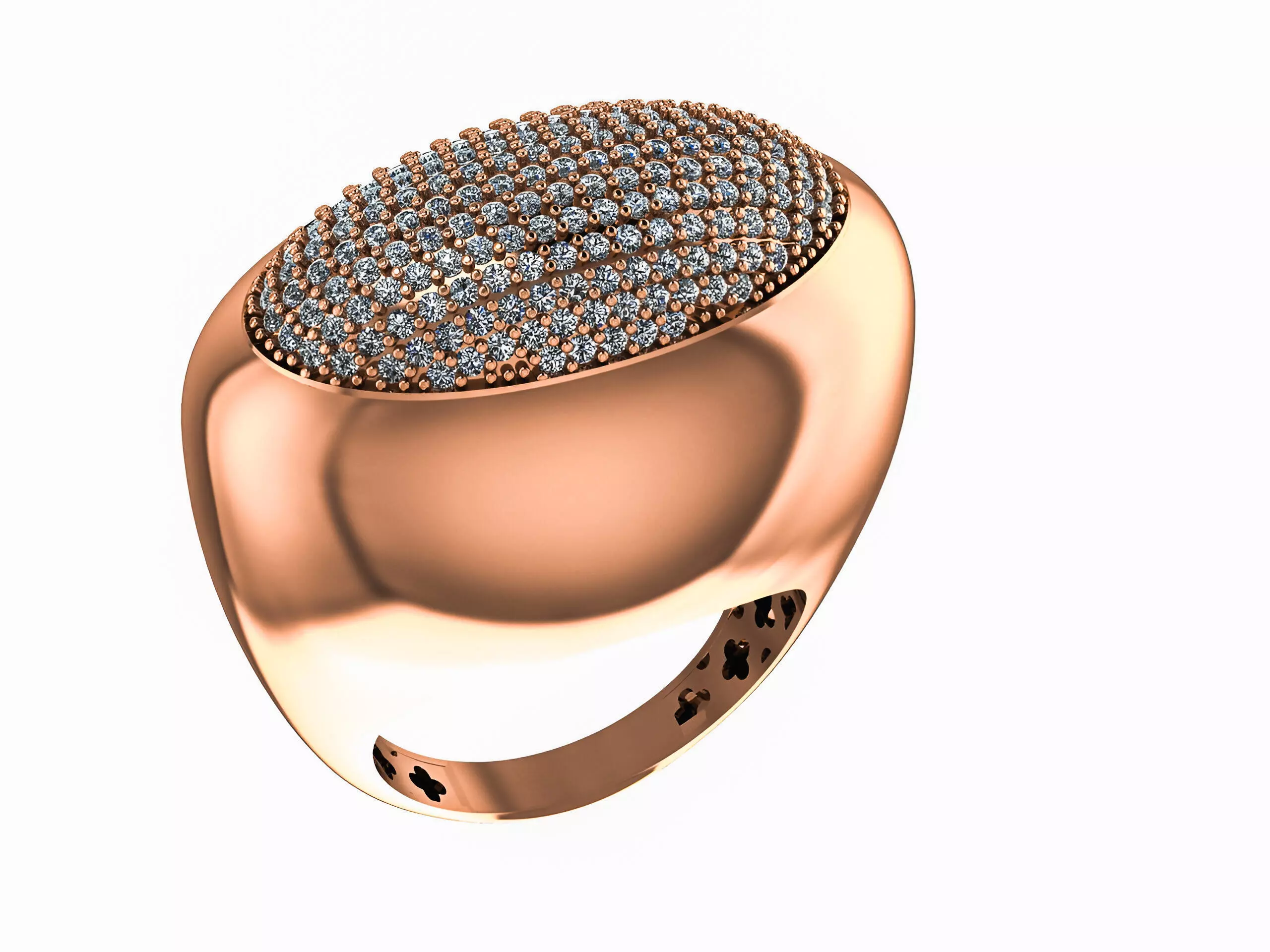 Diamond Head High Jewelry Italian Cocktail Ring 3D print model_0