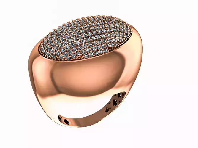 Diamond Head High Jewelry Italian Cocktail Ring 3D print model Diamond Head High Jewelry Italian Cocktail Ring 3D print model