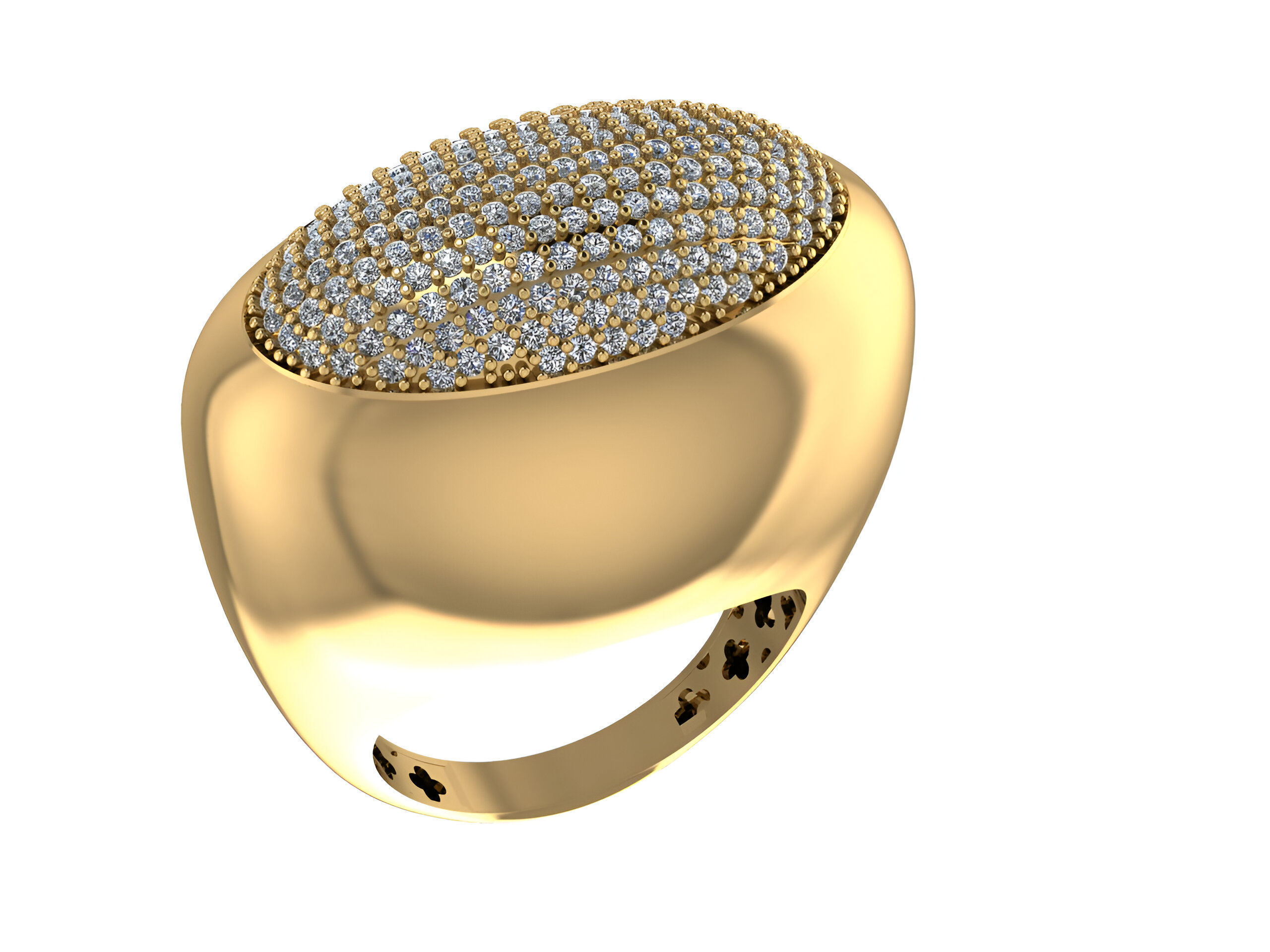 Diamond Head High Jewelry Italian Cocktail Ring 3D print model_1