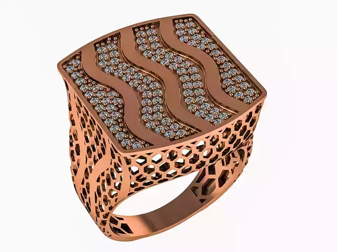 Wave Line High Jewelry Italian Cocktail Diamond Ring