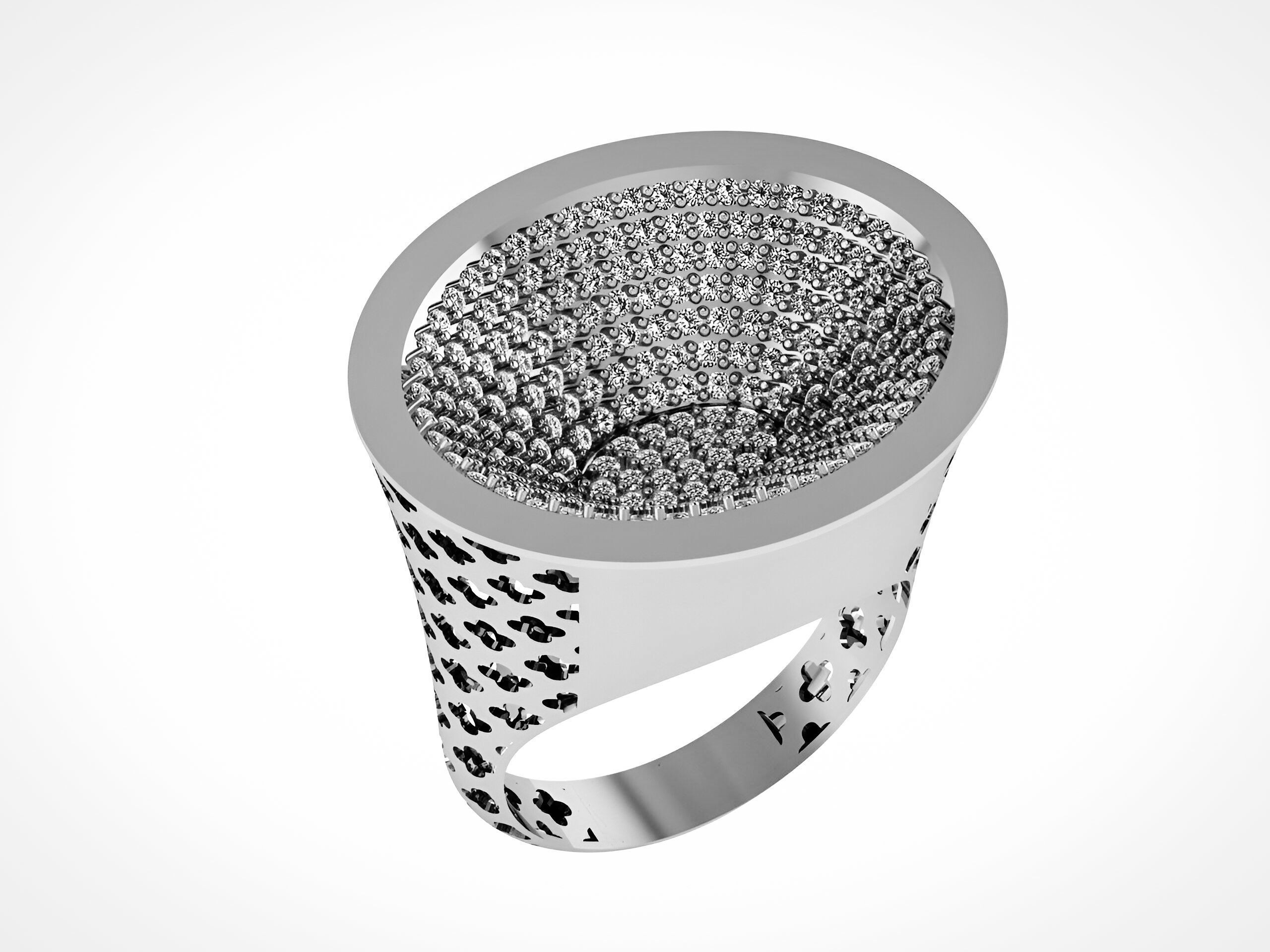 Colosseum High Jewelry Italian Cocktail Diamond Ring 3D print model_2