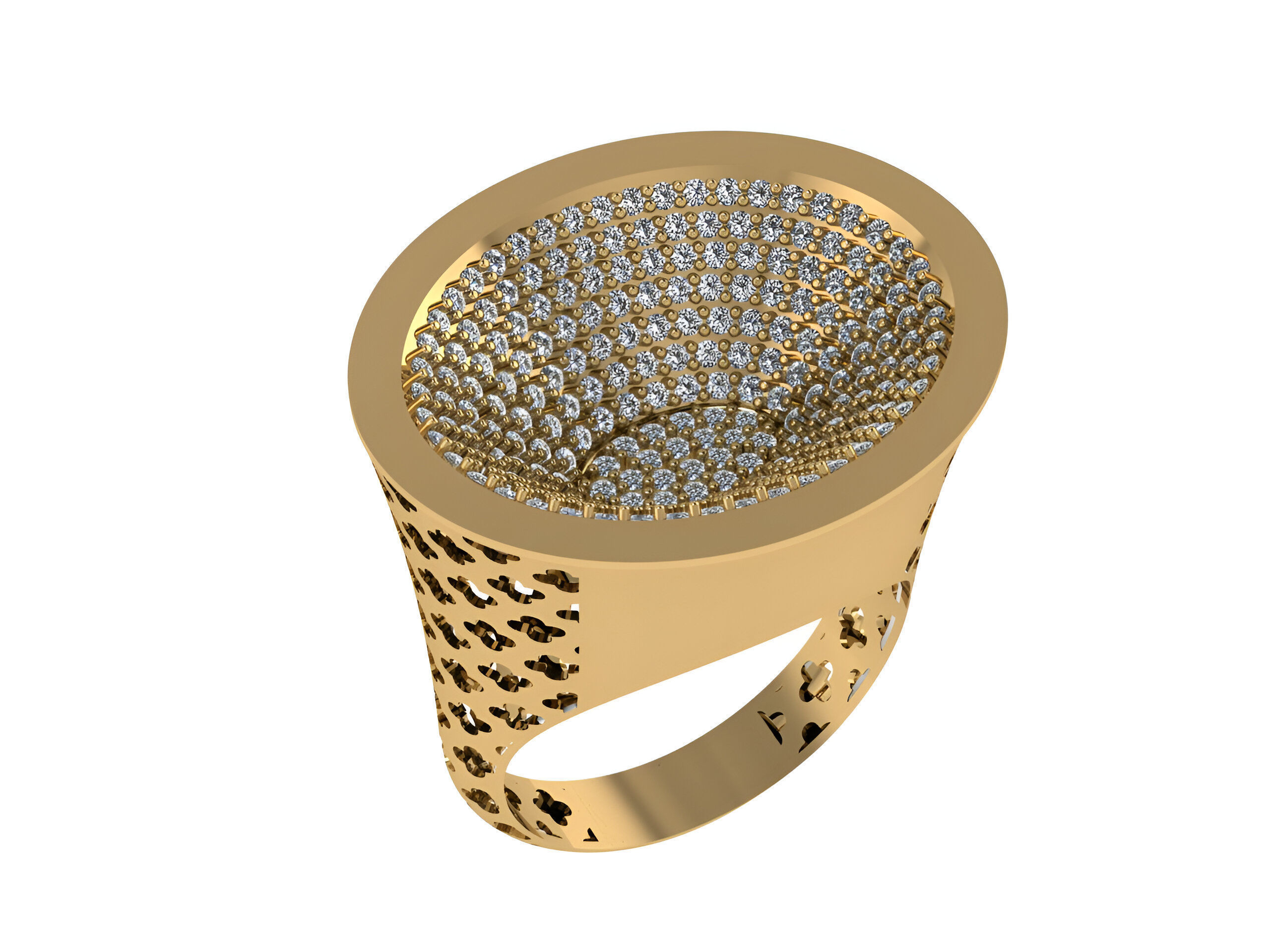 Colosseum High Jewelry Italian Cocktail Diamond Ring 3D print model_1