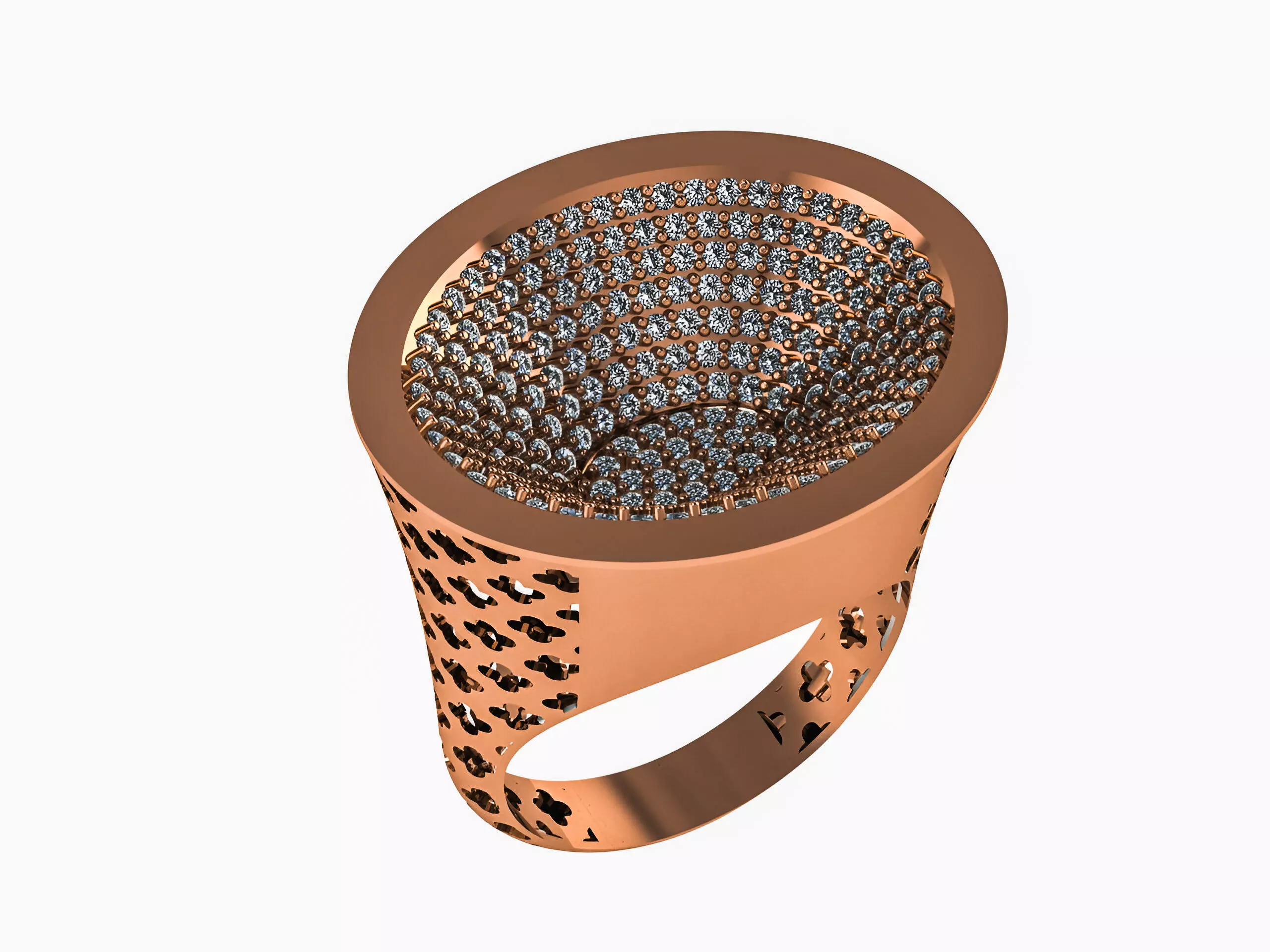 Colosseum High Jewelry Italian Cocktail Diamond Ring 3D print model_0
