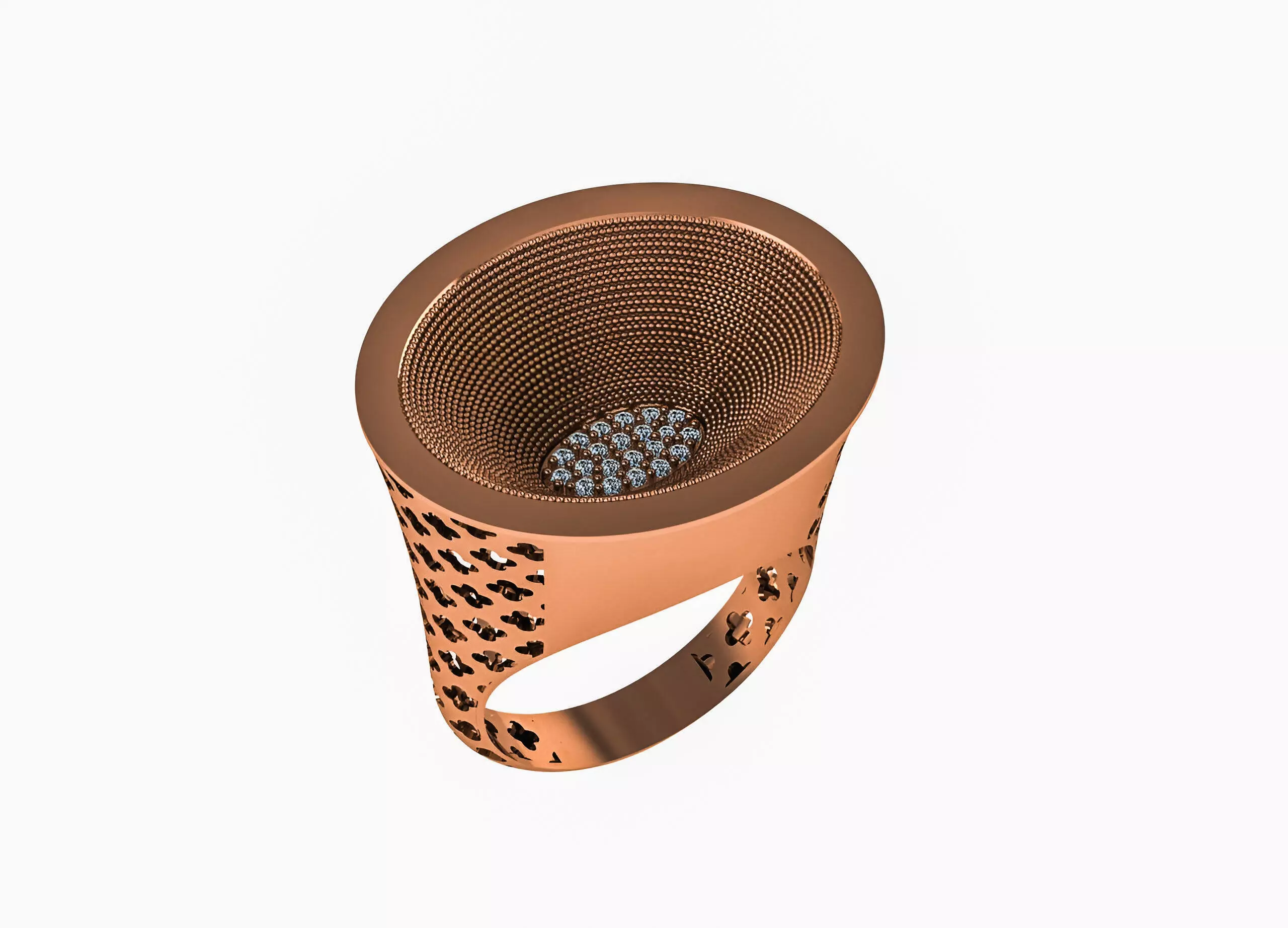 Colosseum High Jewelry Italian Cocktail Diamond Ring 3D print model_0