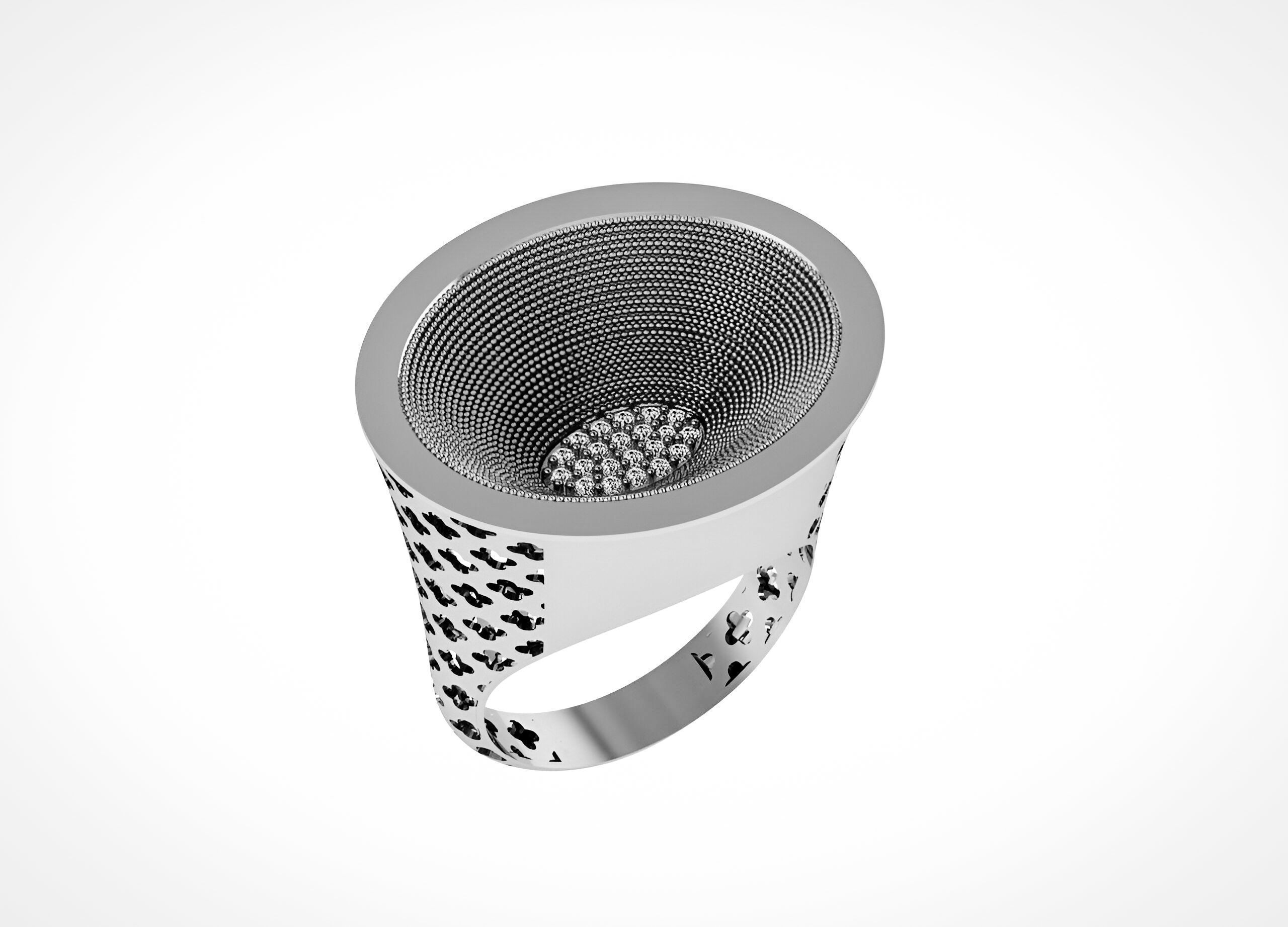 Colosseum High Jewelry Italian Cocktail Diamond Ring 3D print model_2