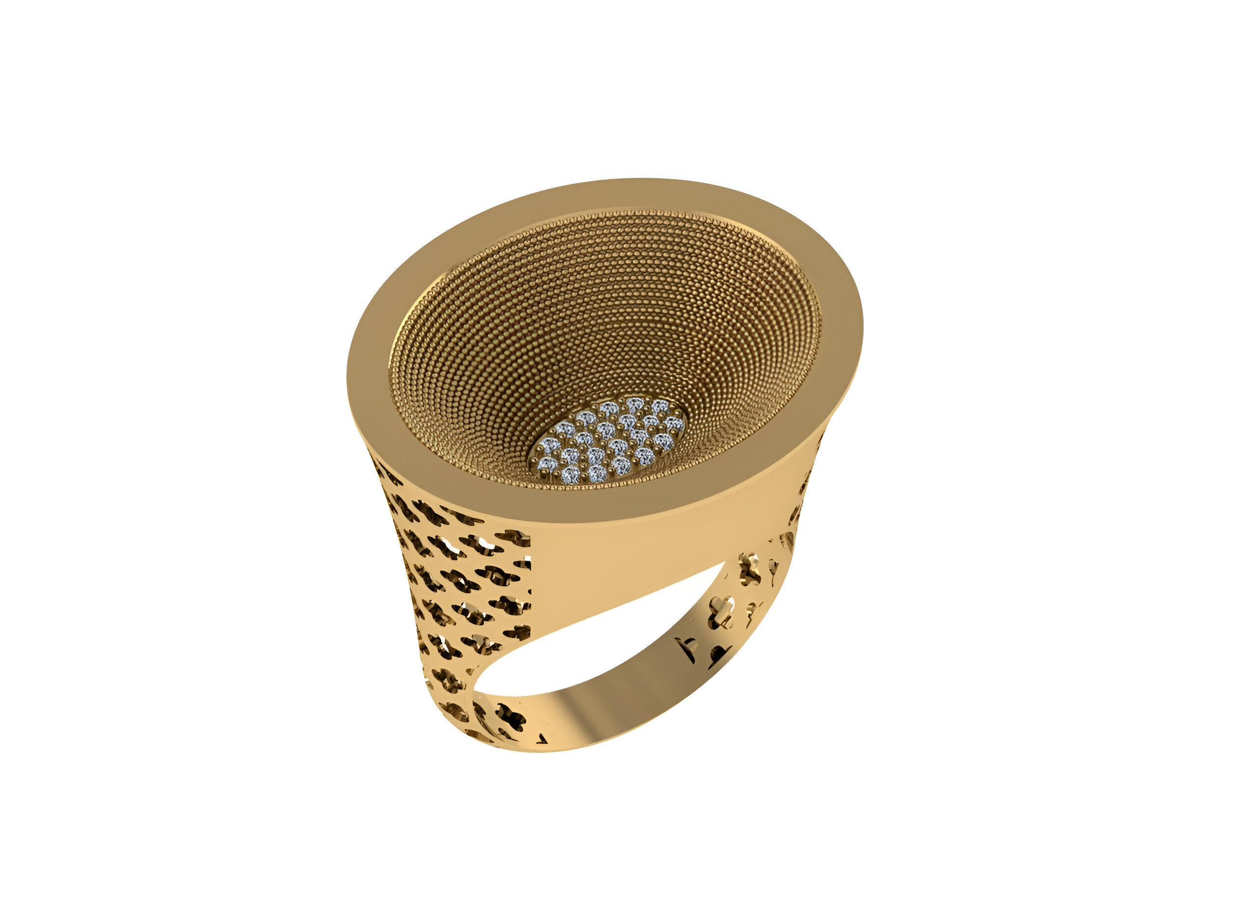 Colosseum High Jewelry Italian Cocktail Diamond Ring 3D print model_1