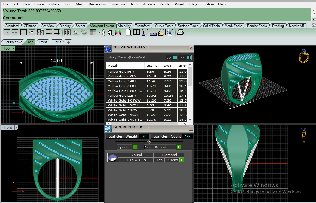 Diamond Head High Jewelry Italian Cocktail Diamond Ring 3D print model_3