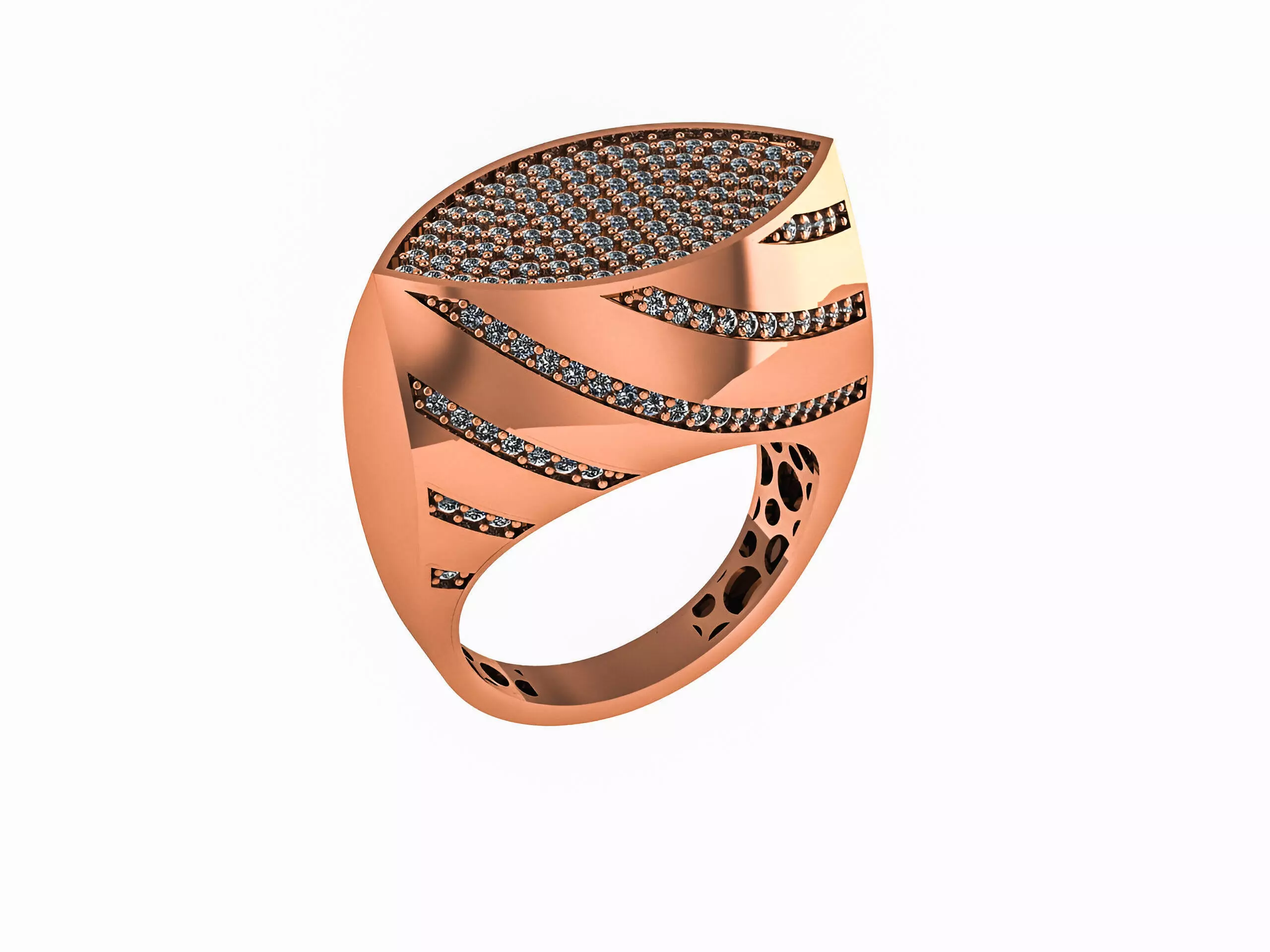 Diamond Head High Jewelry Italian Cocktail Diamond Ring 3D print model_0