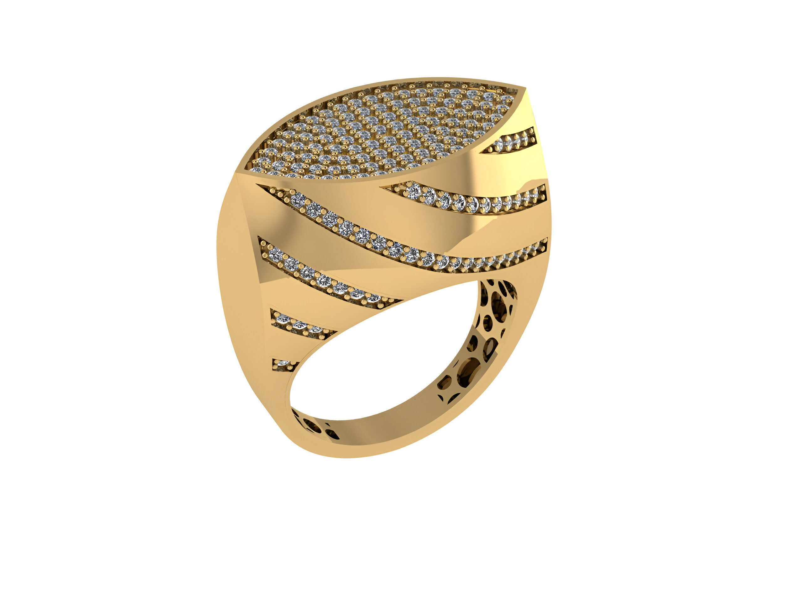 Diamond Head High Jewelry Italian Cocktail Diamond Ring 3D print model_1