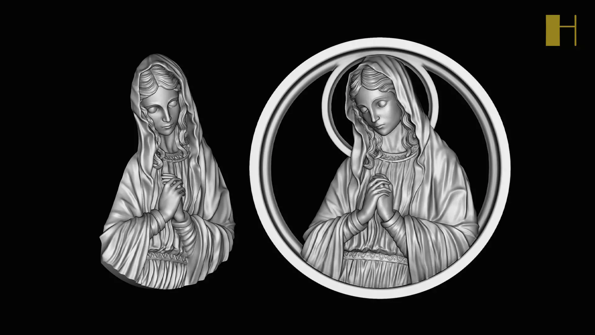 Virgin Mary Bas Relief And Pendant 3D print model