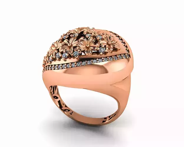 Flower Bookey High Jewelry Italian Cocktail Diamond Ring