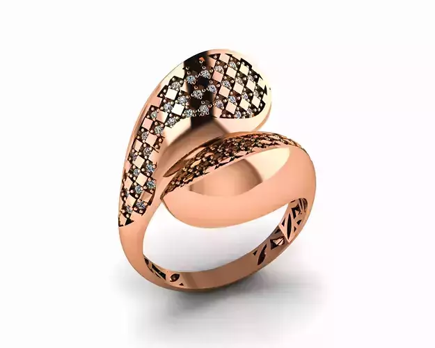 Dual Head Chess Line High Jewelry Italian Cocktail Diamond Ring