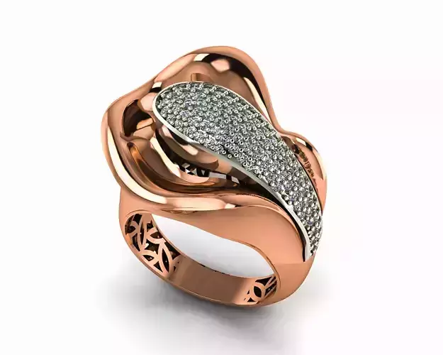 Flower Bud High Jewelry Italian Cocktail Diamond Ring