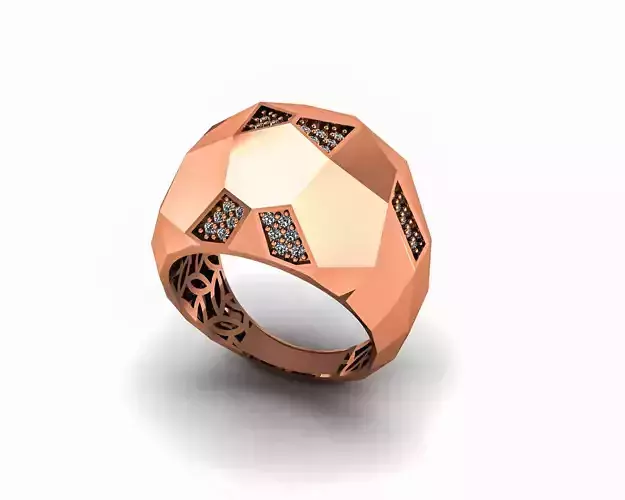 Geometric High Jewelry Italian Cocktail Diamond Ring