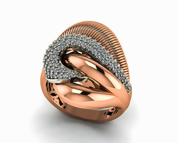 High Jewelry Italian Cocktail Diamond Ring 3D print model