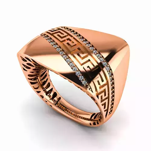 Waveline Flathead High Jewelry Italian Cocktail Diamond Ring 3D print model