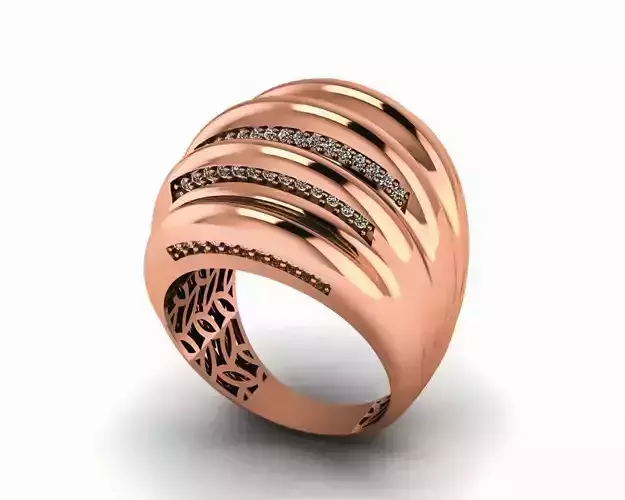 Waves High Jewelry Italian Cocktail Diamond Ring